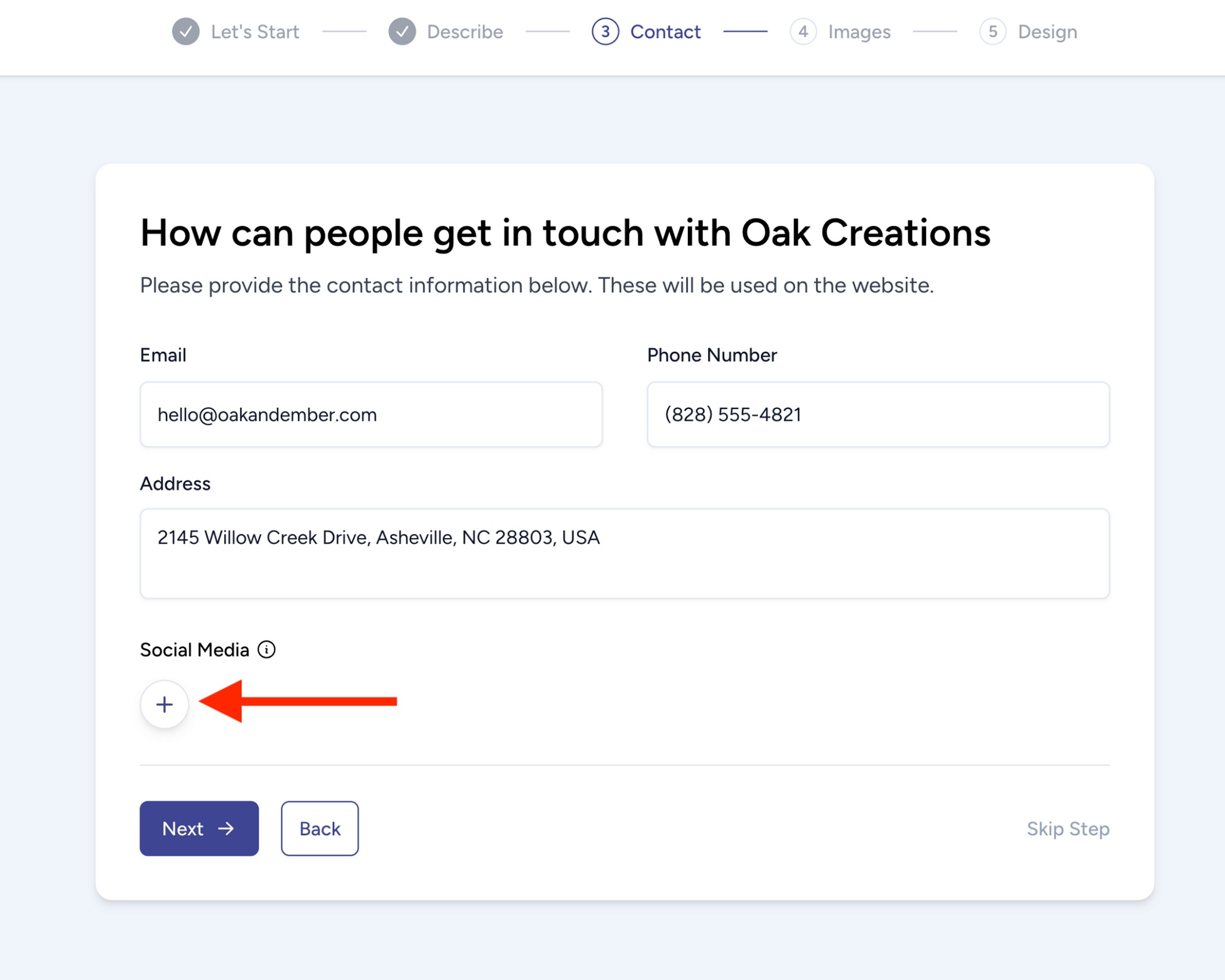 Enter your contact details that you want ZipWP to display.